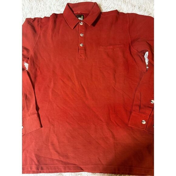 Men Long sleeve basic button henley cinnamon pique pullover t-shirt L - Picture 3 of 5
